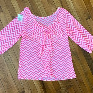 NWT Chevron Quarter Sleeve Bow Blouse!